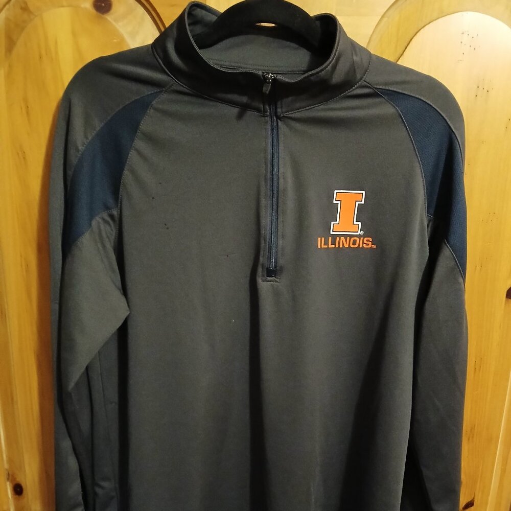 Colosseum NCAA Illinois Fighting Illini 1/4 Zip Pullover, Navy/Charcoal, Large